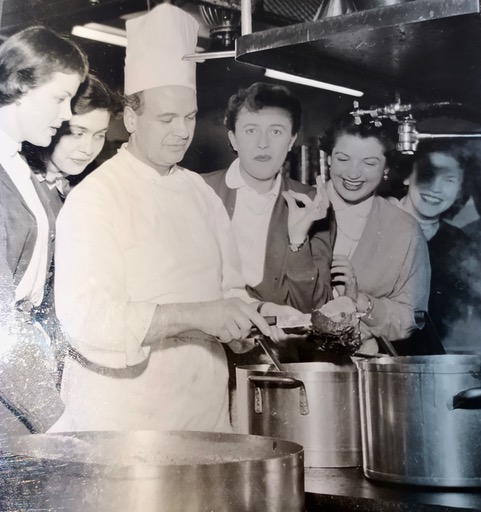 The Chef explains, air hostess course Stockholm 1954. Photo © Aase Linaae